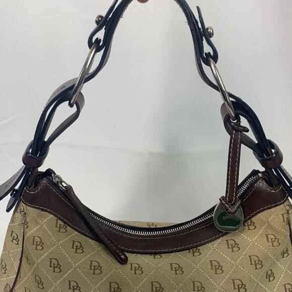 Dooney & Bourke Quilted East West Slouch Bag & Harness Strap-Khaki/Burnt Cedar - Picture 9 of 15